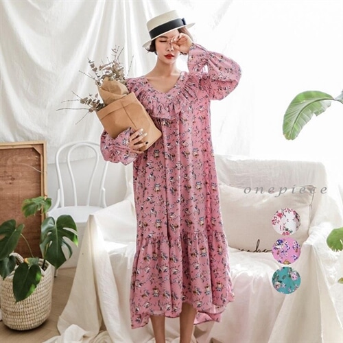 30 Offアウトレットsale レディース フロラル 小花柄 フラワー柄 フリル ラッフル お出かけ Vネック マキシ丈 ロング丈 お嬢様 ドレス ワンピース Fl 交換無料 Www Centrodeladultomayor Com Uy