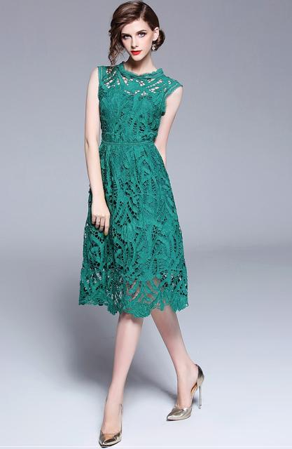 ドレス ワンピース レース ひざ下丈 ノースリーブ 代 30代 グリーン 春夏 清楚 上品 お呼ばれ パーティー 二次会 発表会 フォーマル エの通販はau Wowma ワウマ Rinatrad 商品ロットナンバー