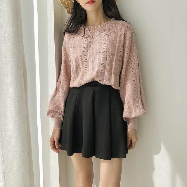 大決算売り尽くし レディース ニット フリル パフスリーブ セーター 長袖 トップス 秋 冬 ホワイト ピンク 白 フリーサイズ 送料無料 超目玉 Dududustore Com Br