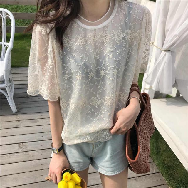 レディース ブラウス 半袖 総レース シースルー 透け感 ショートシャツ トップス キュート ホワイト 白 フリーサイズ 送料無料の通販はau Pay マーケット エルネフジャパン 商品ロットナンバー