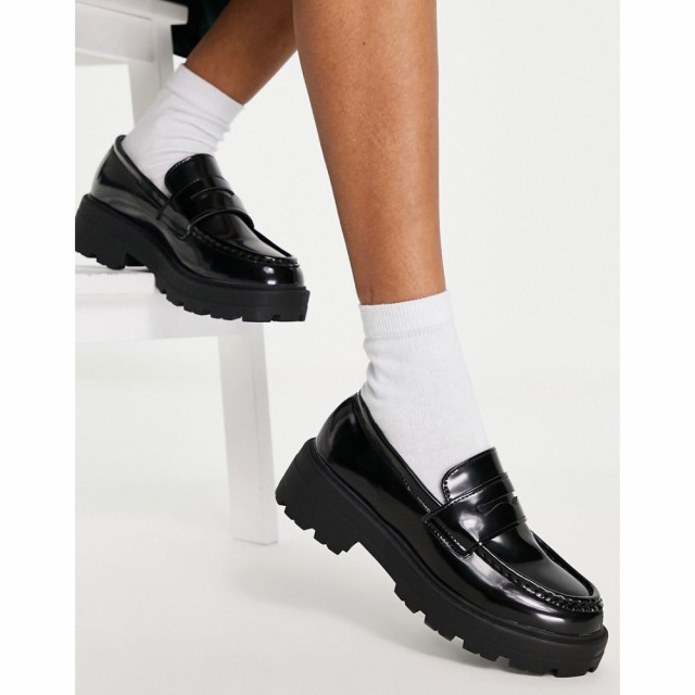 トリュフコレクション Truffle Collection レディース ローファー・オックスフォード シューズ・靴 Chunky Loafers In Black Patent ブラ