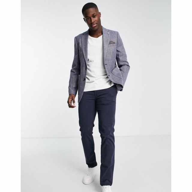 バートン Burton Menswear メンズ スーツ・ジャケット アウター Burton Textured Blazer In Mid Blue ブルー