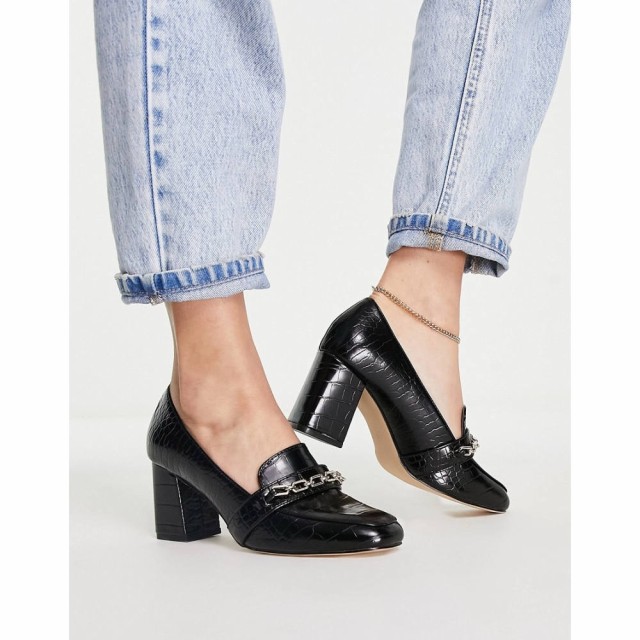 ロンドン レーベル London Rebel レディース ローファー・オックスフォード シューズ・靴 Chunky Platform Loafers With Gold Trim In Bl