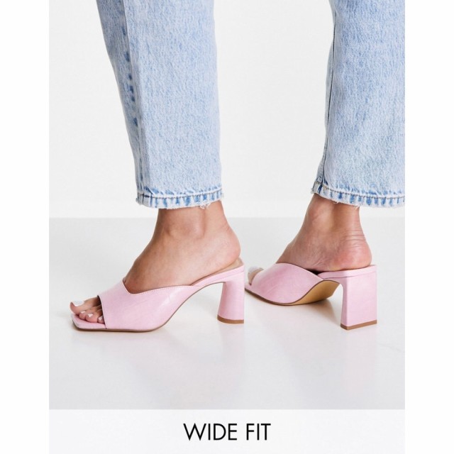 ロンドン レーベル London Rebel Wide Fit レディース サンダル・ミュール スクエアトゥ シューズ・靴 Square Toe Heeled Mule Sandals I