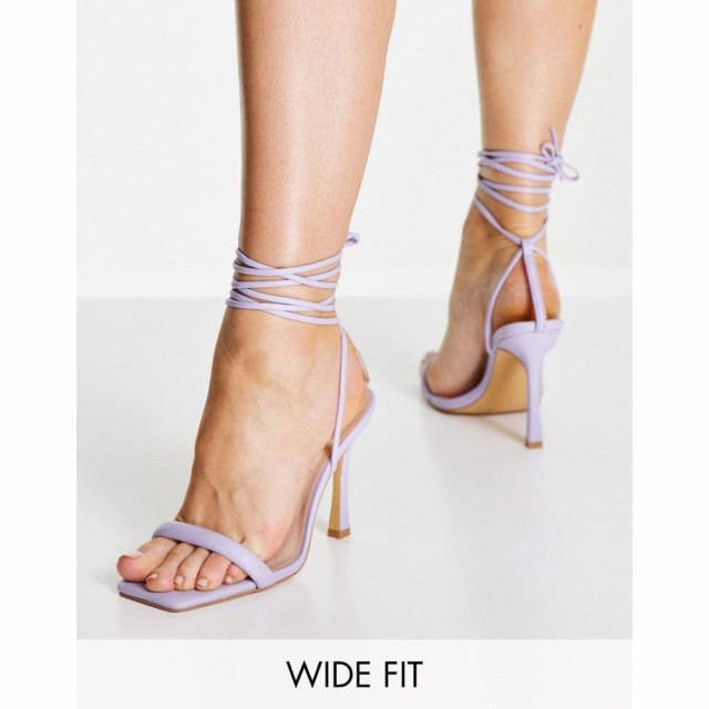 ロンドン レーベル London Rebel Wide Fit レディース サンダル・ミュール シューズ・靴 Strappy Tie Leg Heeled Sandals In Lilac ライ