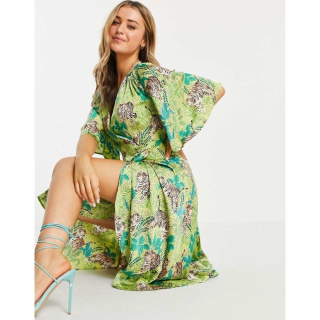 リカリッシュ Liquorish レディース ワンピース ラップドレス ワンピース・ドレス Flutter Sleeve Wrap Dress In Floral マルチカラー