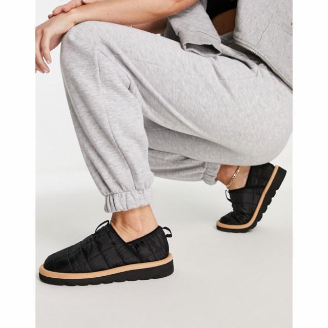 エイソス ASOS DESIGN レディース スリッポン・フラット シューズ・靴 Marian Padded Nylon Flat Shoe In Black ブラック