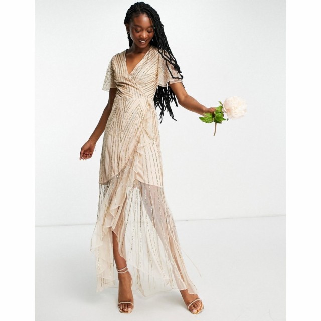 フロックアンドフリル Frock and Frill レディース パーティードレス ラップドレス マキシ丈 Bridesmaids Embellished Wrap Maxi Dress I