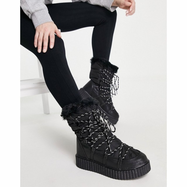 グラマラス Glamorous レディース ブーツ シューズ・靴 Faux-Fur Lined Snowboot In Black ブラック