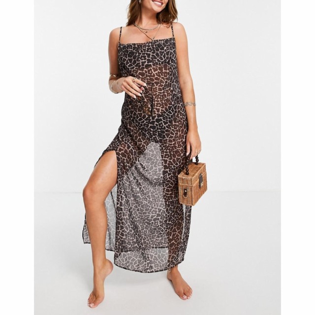 フンクミュラー Hunkemoller レディース ビーチウェア ワンピース・ドレス Hunkemellor X Nakd Sheer Midi Beach Dress In Leopard Print