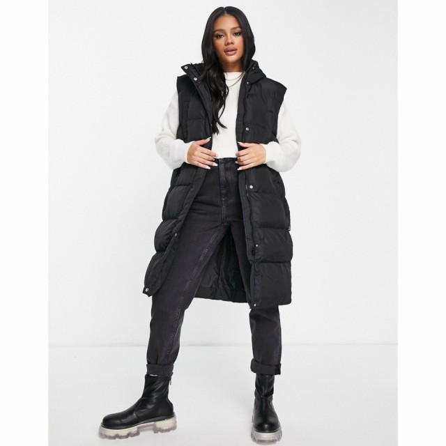 ミスガイデッド Missguided レディース ベスト・ジレ ロング トップス Recycled Longline Padded Gilet In Black ブラック