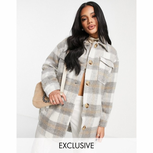 ミスガイデッド Missguided レディース ジャケット シャツジャケット アウター Brushed Check Shacket In Grey グレー