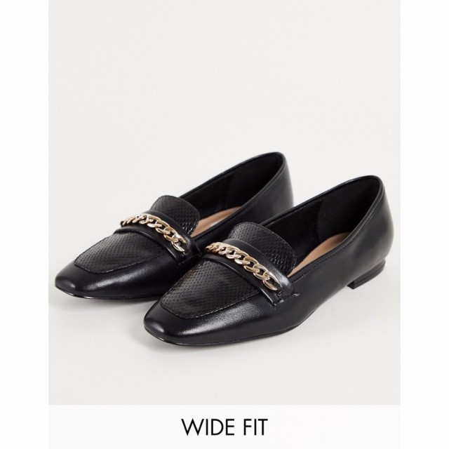 デューン Dune Wide Fit レディース ローファー・オックスフォード Dune London Wide Fit Chain Detail Loafers In Black Leather ブラッ