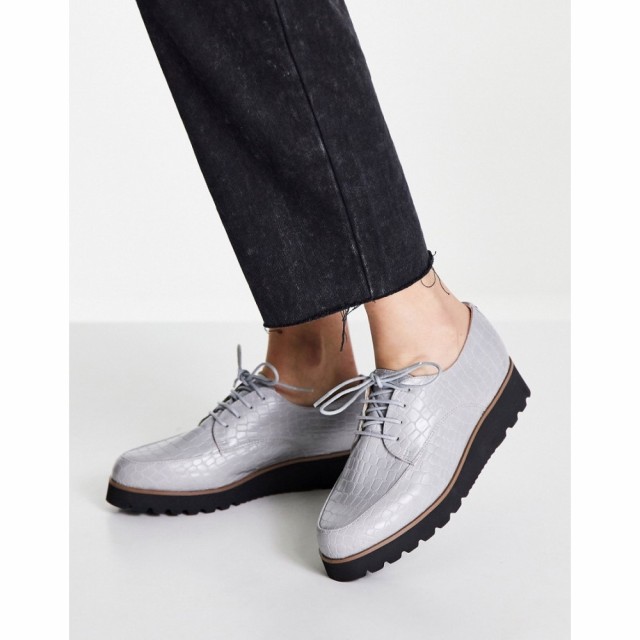 デューン Dune レディース ローファー・オックスフォード 厚底 レースアップ シューズ・靴 London Flatform Lace Up Shoes In Grey Paten