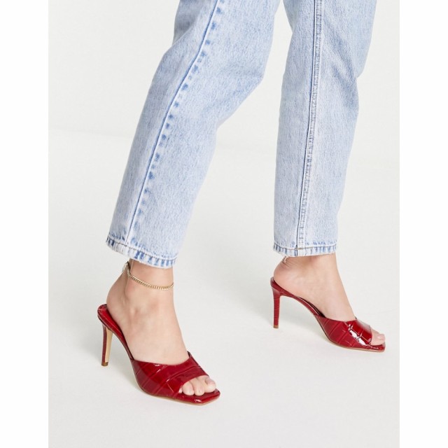 デューン Dune レディース サンダル・ミュール スクエアトゥ シューズ・靴 London Square Toe Heeled Mules In Red Croc Pu