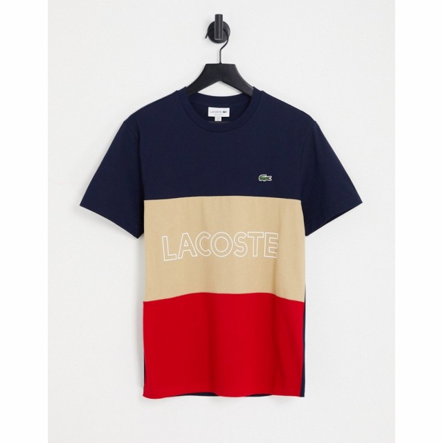 ラコステ Lacoste メンズ Tシャツ トップス Cut And Sew T-Shirt In Navy/Red ネイビー