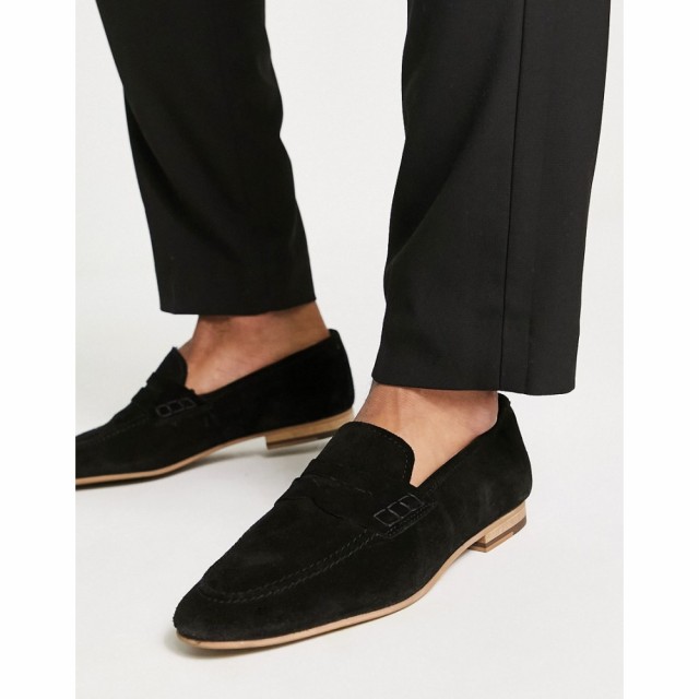 トップマン Topman メンズ ローファー シューズ・靴 Black Real Suede Loafers In Black ブラック