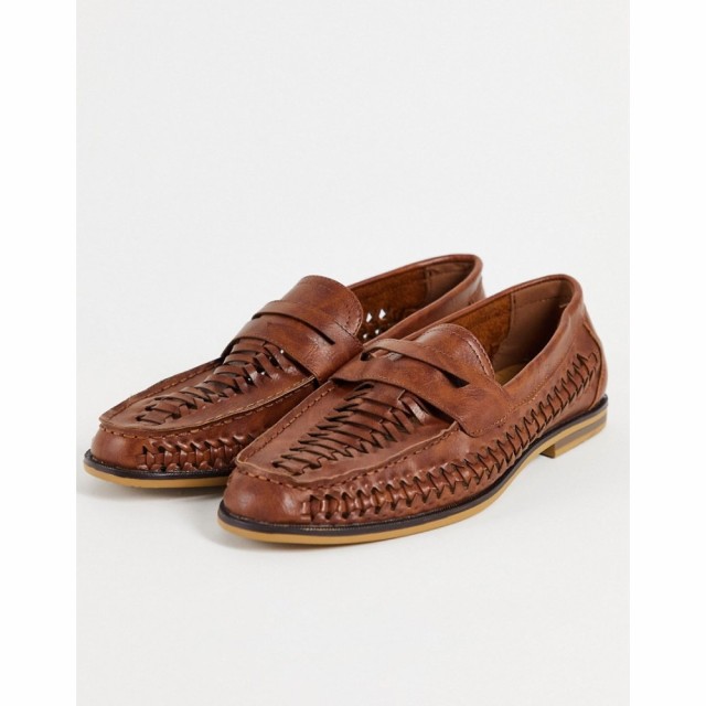 トップマン Topman メンズ ローファー シューズ・靴 Tan Weave Morgan Saddle Loafers タン