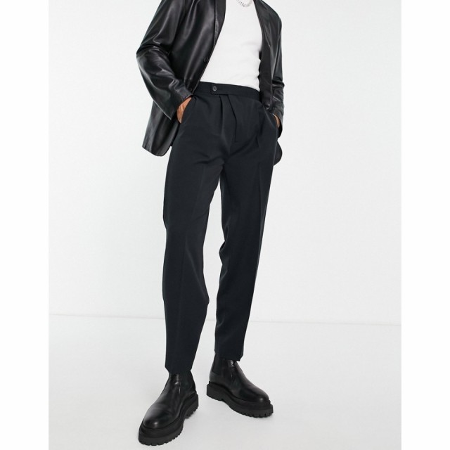 エイソス ASOS DESIGN メンズ ボトムス・パンツ Oversized Tapered Smart Trousers In Black With Fly Detail ブラック