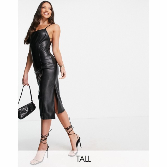 フォースandレックレス 4th and Reckless Tall レディース ワンピース ミドル丈 ワンピース・ドレス Leather Look Open Back Midi Dress