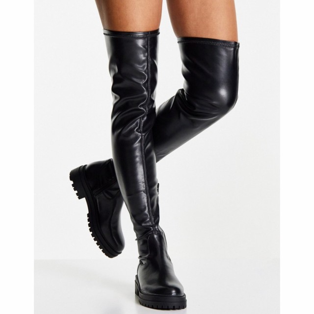 ミス セルフリッジ Miss Selfridge レディース ローファー・オックスフォード シューズ・靴 Robust Black Pu Stretch Boots ブラック