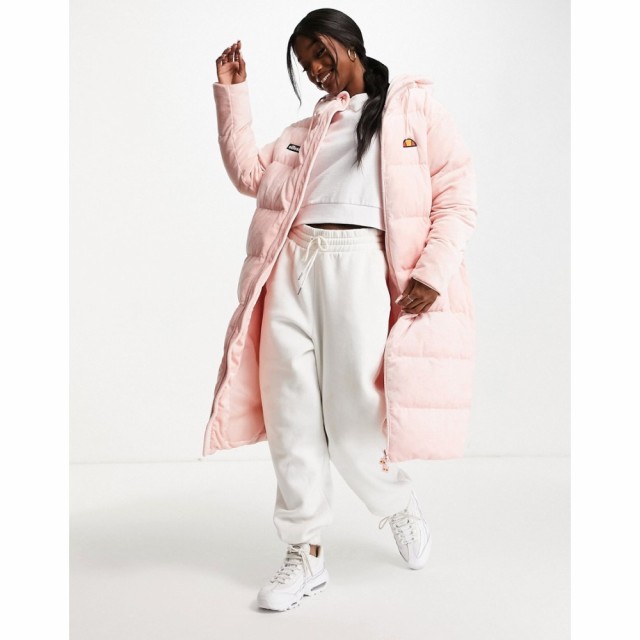 エレッセ ellesse レディース ダウン・中綿ジャケット ロング アウター Longline Velour Puffer In Pink ライトピンク