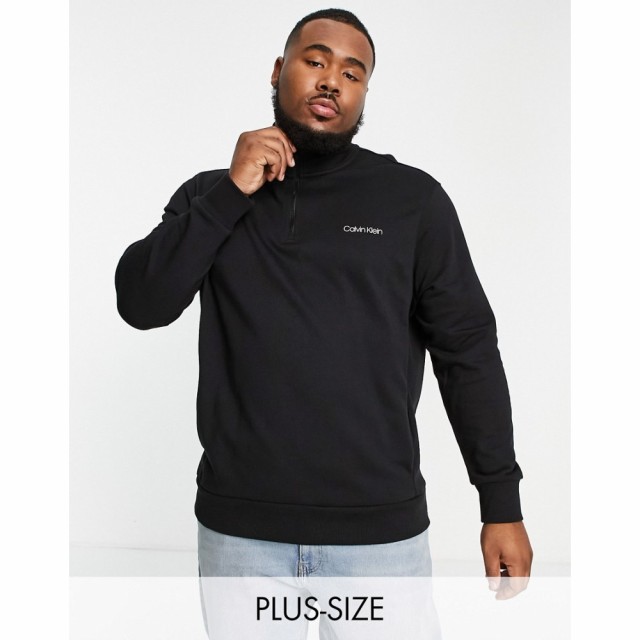 カルバンクライン Calvin Klein メンズ スウェット・トレーナー 大きいサイズ Big and Tall Exclusive To Asos Chest Logo Half Zip Swea