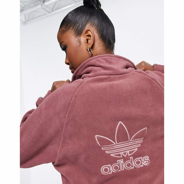 アディダス adidas Originals レディース フリース トップス Trefoil Half Zip Fleece In Mauve ピンク