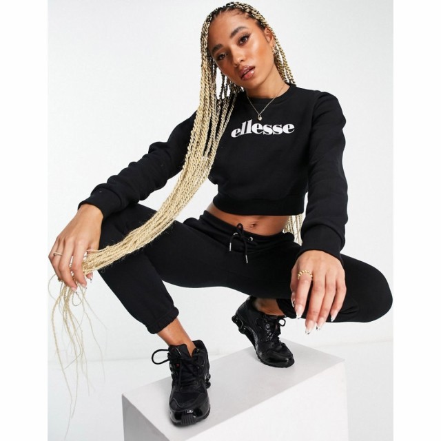 エレッセ ellesse レディース ジャージ アウター Cropped Jumper and Jogger Set In Black ブラック