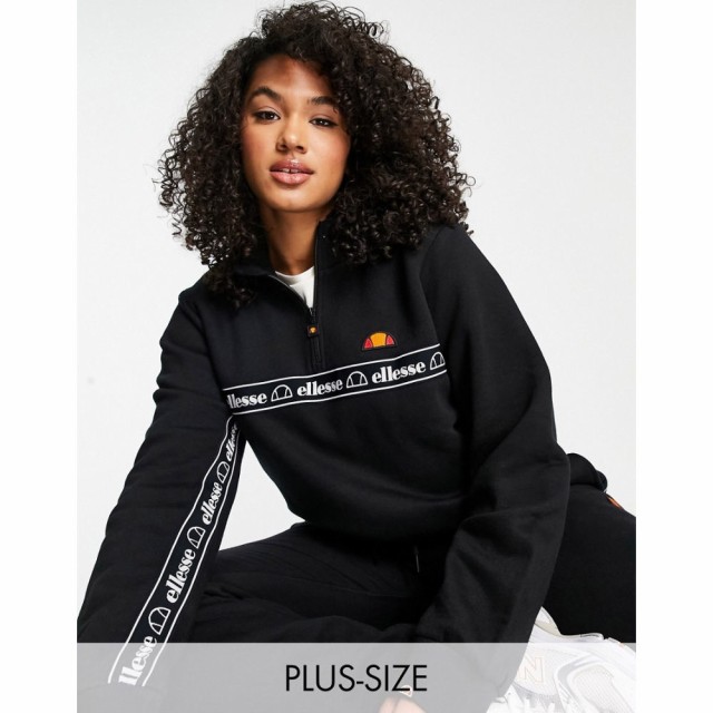 エレッセ ellesse レディース スウェット・トレーナー トップス Plus Quarter Zip Pullover With Taping In Black ブラック