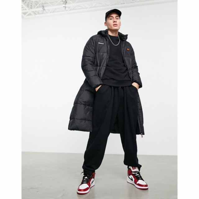 エレッセ ellesse メンズ ダウン・中綿ジャケット ロング アウター Longline Puffer With Logo In Black ブラック