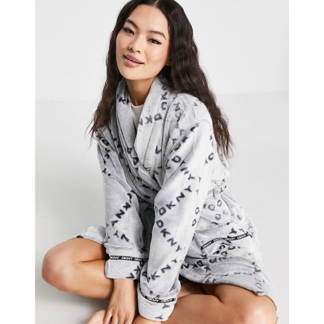 ダナ キャラン ニューヨーク DKNY レディース ガウン・バスローブ インナー・下着 Cosy Chenille Logo Printed Gift Wrapped Robe In Gre