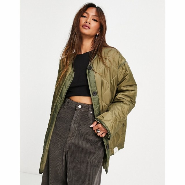 トップショップ Topshop レディース ジャケット アウター Lightweight Quilted Liner Jacket In Khaki カーキ