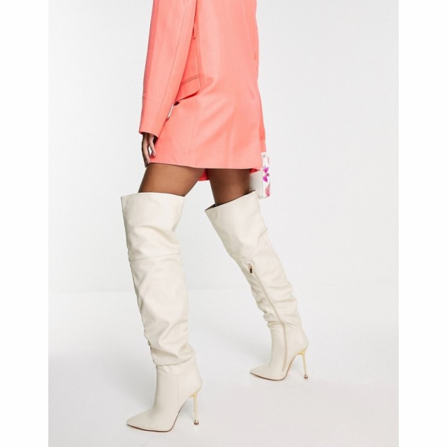 シミ SIMMI Shoes レディース ブーツ ロングブーツ ニーハイブーツ シューズ・靴 Simmi London Ruched Over The Knee Heel Boot In Off W