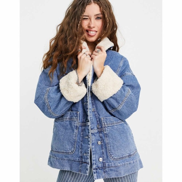 トップショップ Topshop レディース ジャケット アウター Borg Jacket In Mid Blue ブルー