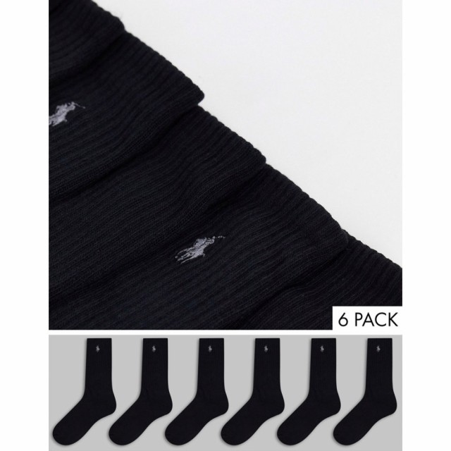 ラルフ ローレン Polo Ralph Lauren メンズ ソックス インナー・下着 6 Pack Sport Socks In Black With Pony Logo ブラック