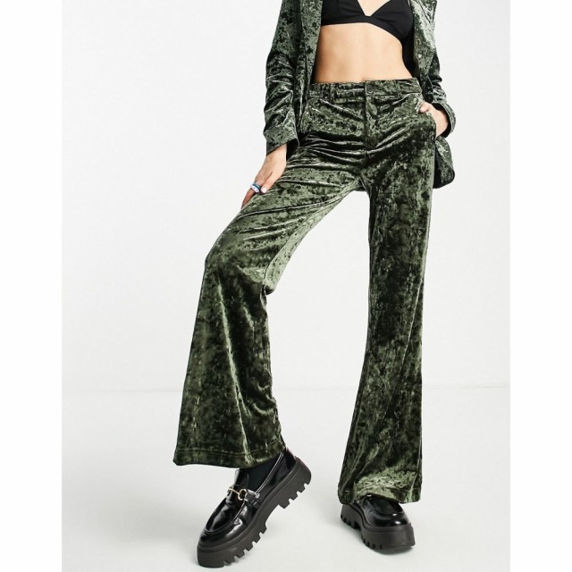 ノイズィーメイ Noisy May レディース ボトムス・パンツ Velvet Flared Trousers In Dark Green ダークグリーン