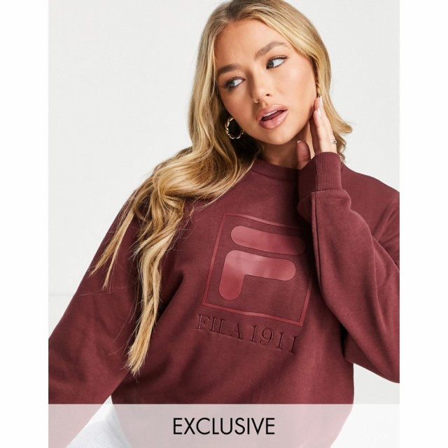 フィラ Fila レディース スウェット・トレーナー トップス Oversized Sweatshirt With Tonal Branding In Red レッド