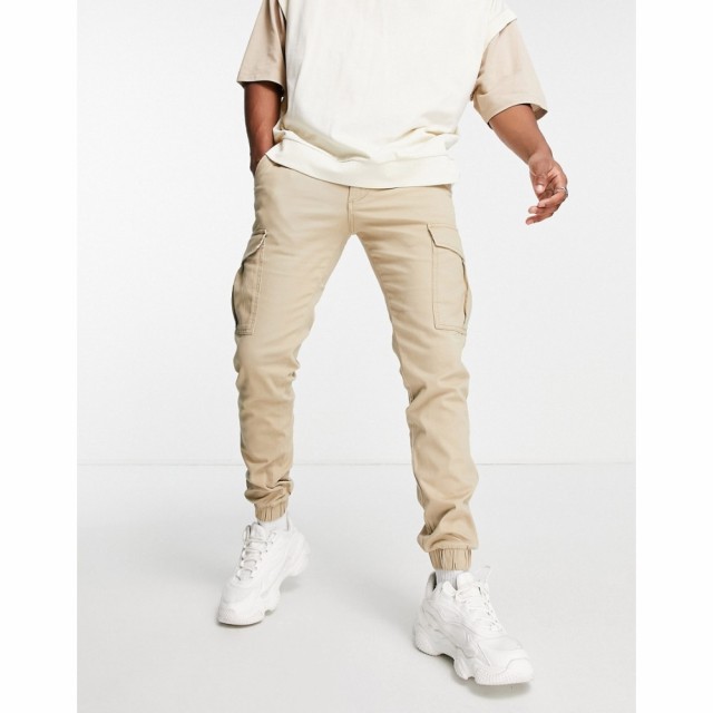 ジャック アンド ジョーンズ Jack and Jones メンズ カーゴパンツ ボトムス・パンツ Intelligence Cuffed Cargo Trousers In Beige ベー