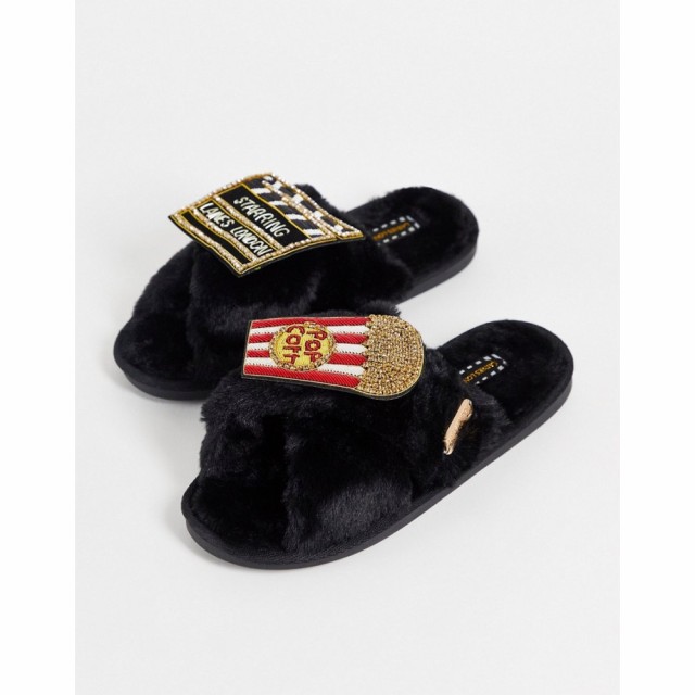 レインズロンドン Laines London レディース スリッパ シューズ・靴 Popcorn Slipper With Detachable Brooch In Black ブラック