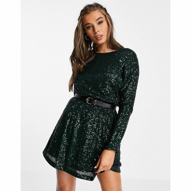 フォーエバーニュー Forever New レディース ワンピース ミニ丈 ワンピース・ドレス Dropback Batwing Mini Dress In Forest Green グリ