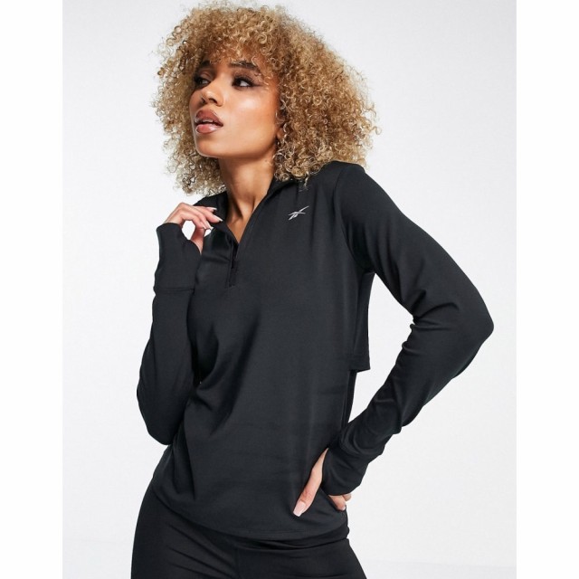 リーボック Reebok レディース ランニング・ウォーキング トップス Running Essential 1/4 Zip Long Sleeve Top In Black ブラック