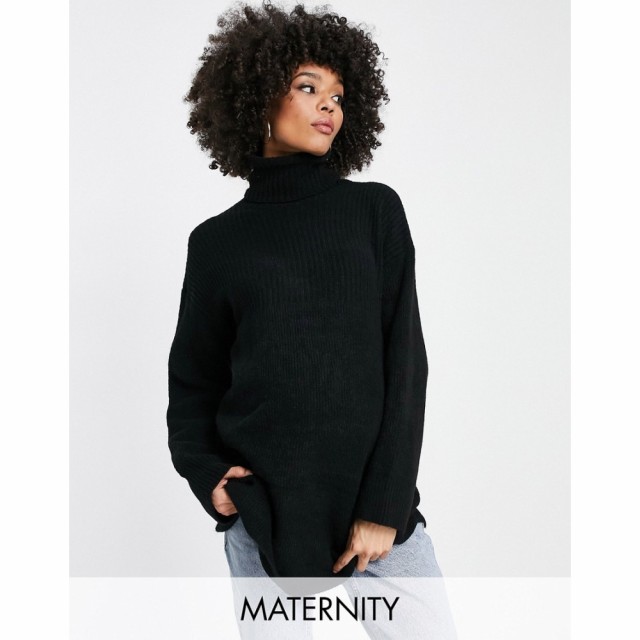 トップショップ Topshop レディース ニット・セーター マタニティウェア ロング トップス Maternity Roll Neck Longline Jumper In Black