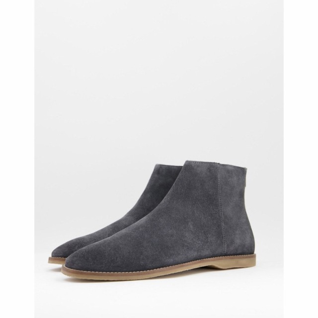 エイソス ASOS DESIGN メンズ ブーツ チェルシーブーツ シューズ・靴 Chelsea Boot In Grey Suede With Natural Sole グレー