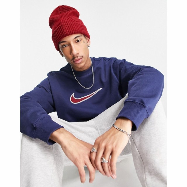 ナイキ Nike メンズ スウェット・トレーナー トップス Retro Swoosh Logo Heavyweight Sweatshirt In Navy ネイビー