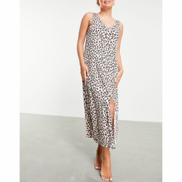 ダナ キャラン ニューヨーク DKNY レディース スリップ・キャミソール インナー・下着 Sleepwear Maxi Chemise In Leopard Print タン