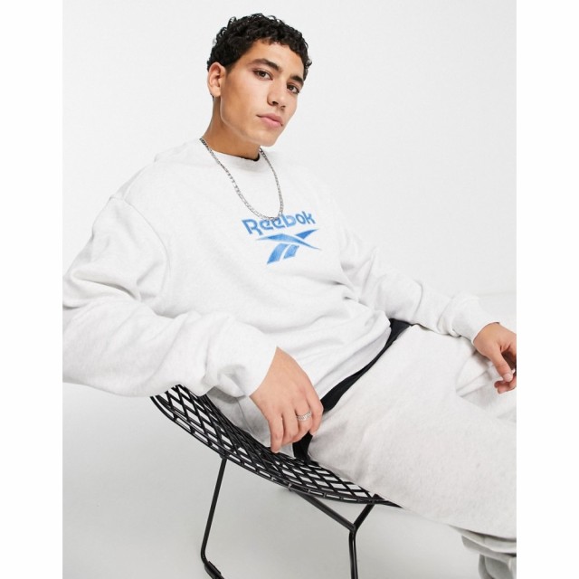 リーボック Reebok メンズ スウェット・トレーナー トップス Oversized Vintage Sweatshirt In White Marl ホワイト