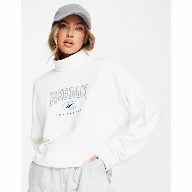 リーボック Reebok レディース スウェット・トレーナー トップス High Neck Sweatshirt In White チョーク