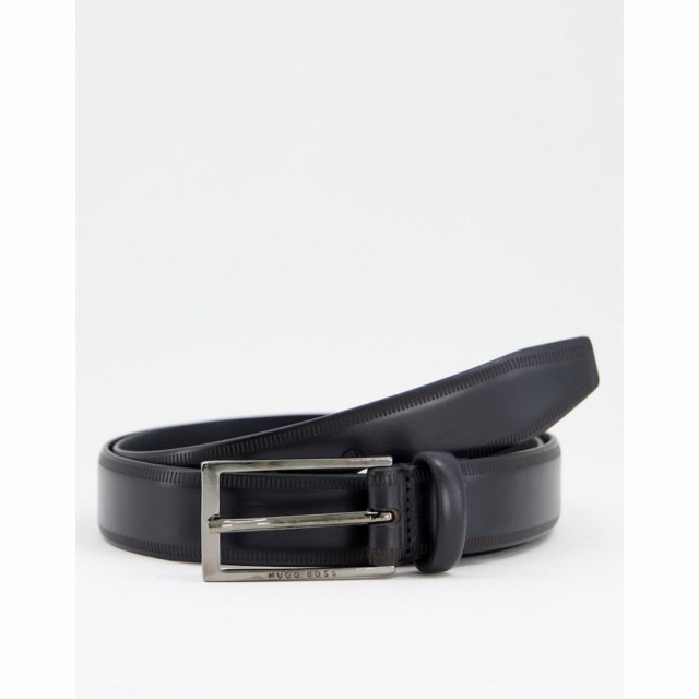 ヒューゴ ボス BOSS by Hugo Boss メンズ ベルト Boss Lasered Edge Leather Belt In Black ブラック