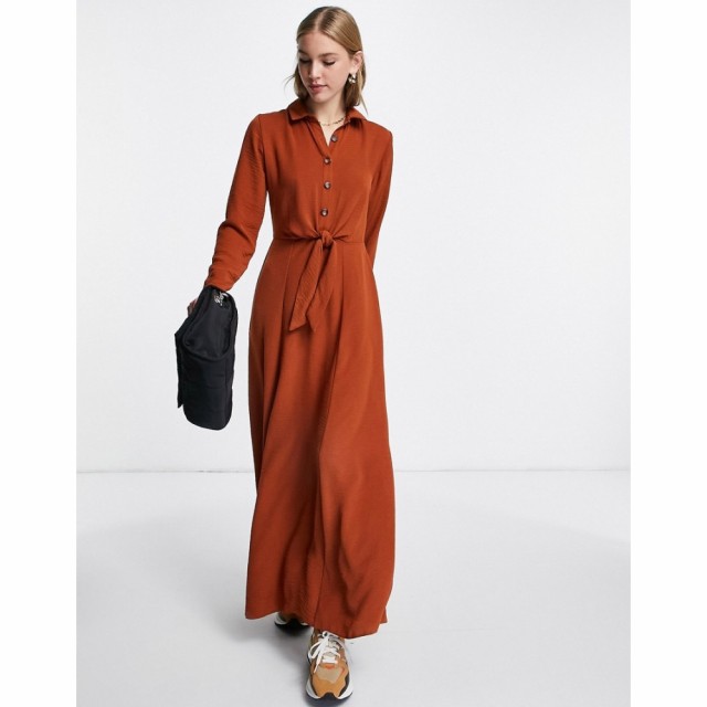 エイソス ASOS DESIGN レディース ワンピース ラップドレス マキシ丈 シャツワンピース Button Through Wrap Maxi Shirt Dress In Rust